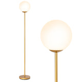 Lámpara de pie LED de globo de cristal con pantalla de cristal - Dorada