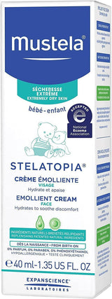 Mustela Stelatopia Emollient Face Cream for Babies - Natural, Fragrance-Free, Moisturizing Baby Skincare