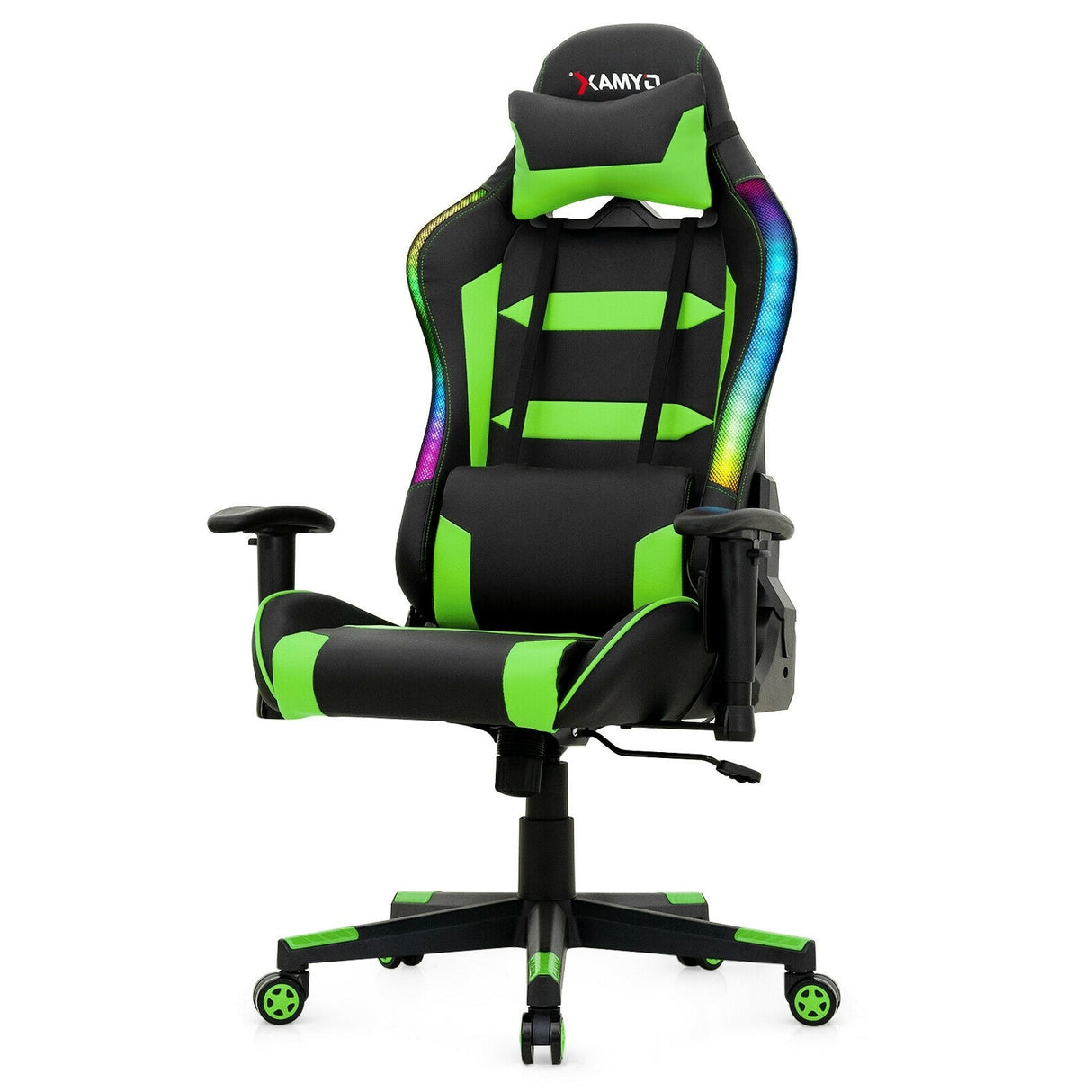 Silla Gaming Giratoria Ajustable con Luces LED y Mando a Distancia