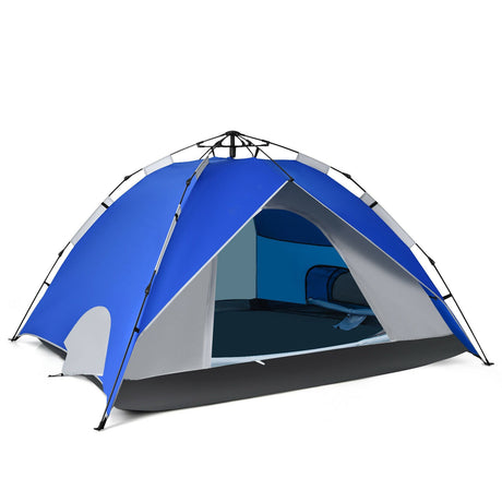 Tienda de camping emergente instantánea impermeable 2 en 1 para 4 personas - Azul