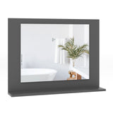 Espejo de baño rectangular con estante de 23.5 x 17.5 pulgadas y marco de madera