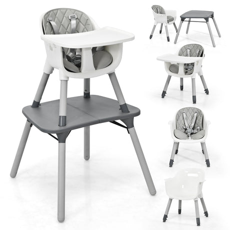 Juego de silla y mesa convertible 4 en 1 para bebé con cojín de PU