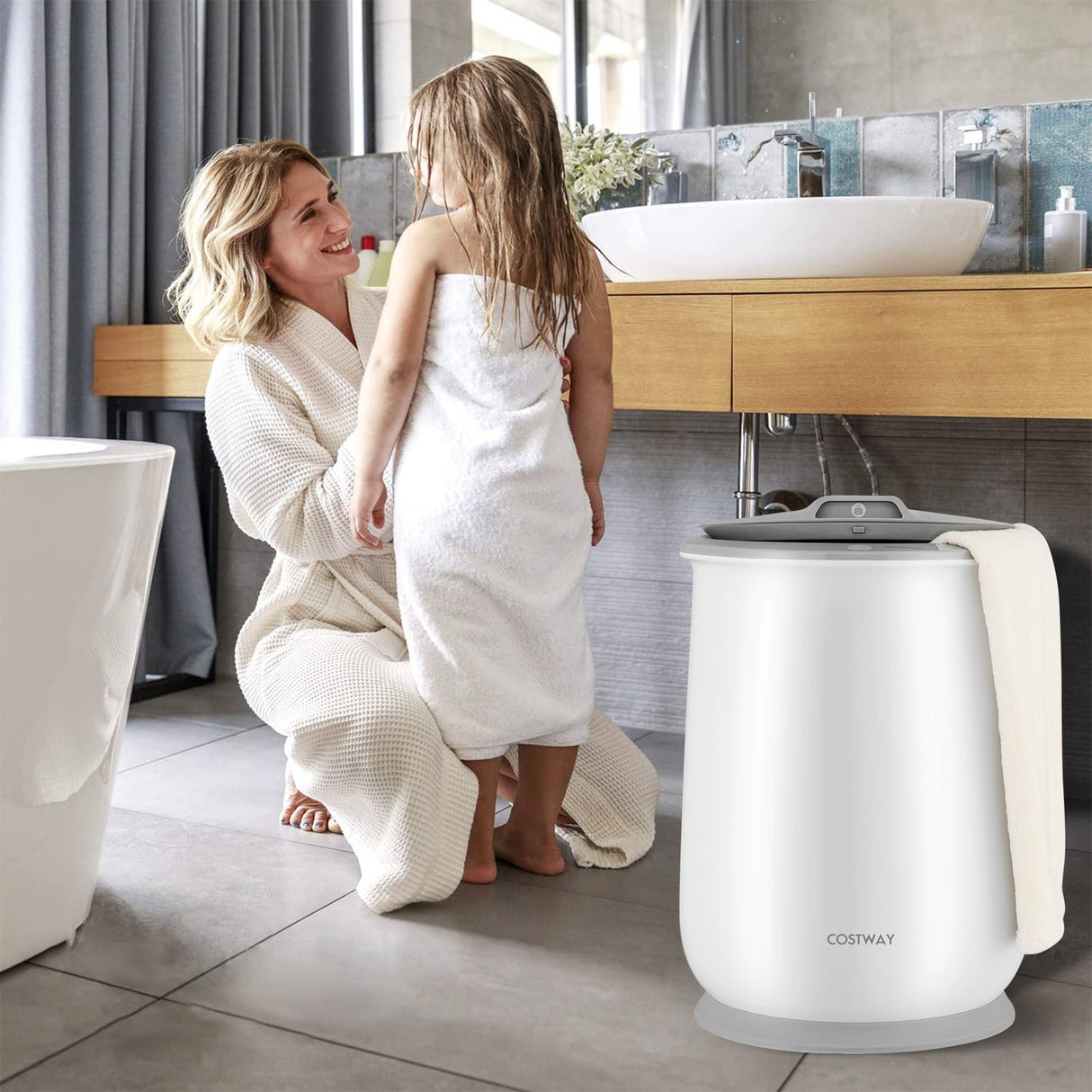 Calentador de toallas tipo cubo con apagado automático para baño