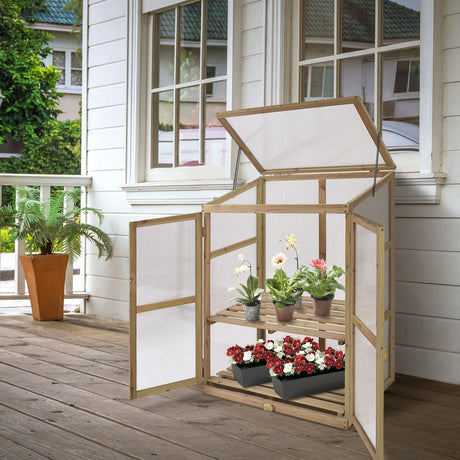 Invernadero de madera portátil para jardín de 30 x 22 x 43 pulgadas