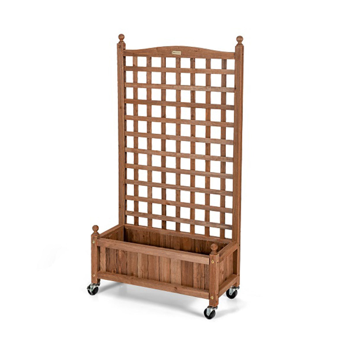 Caja de jardinera de madera de 50 pulgadas con enrejado móvil para plantas trepadoras