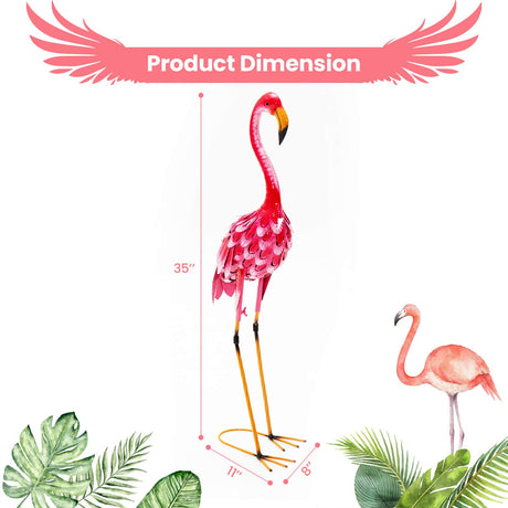 Juego de 2 estatuas de flamenco para jardín