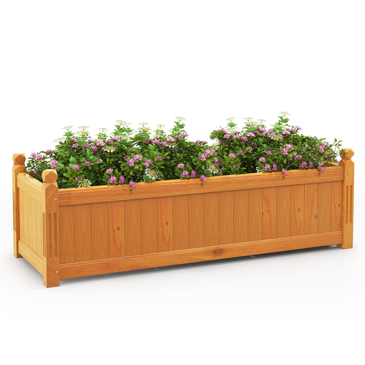 Jardinera rectangular de madera con sistema de drenaje - Natural