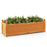 Jardinera rectangular de madera con sistema de drenaje - Natural