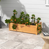 Jardinera rectangular de madera con sistema de drenaje - Natural