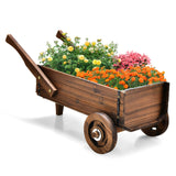 Cajonera Jardinera de Madera con Ruedas Asas y Orificio de Drenaje - Marrón Rústico