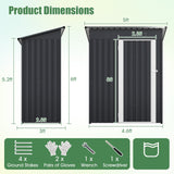 Cobertizo de almacenamiento exterior de 1,5 x 0,9 metros con techo inclinado y puerta con cerradura - Gris