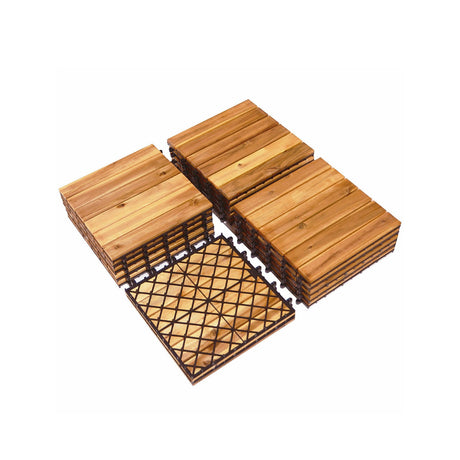27 losetas encajables de madera de acacia para patio
