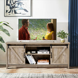 TV Stand Media Center Console Cabinet with Sliding Barn Door