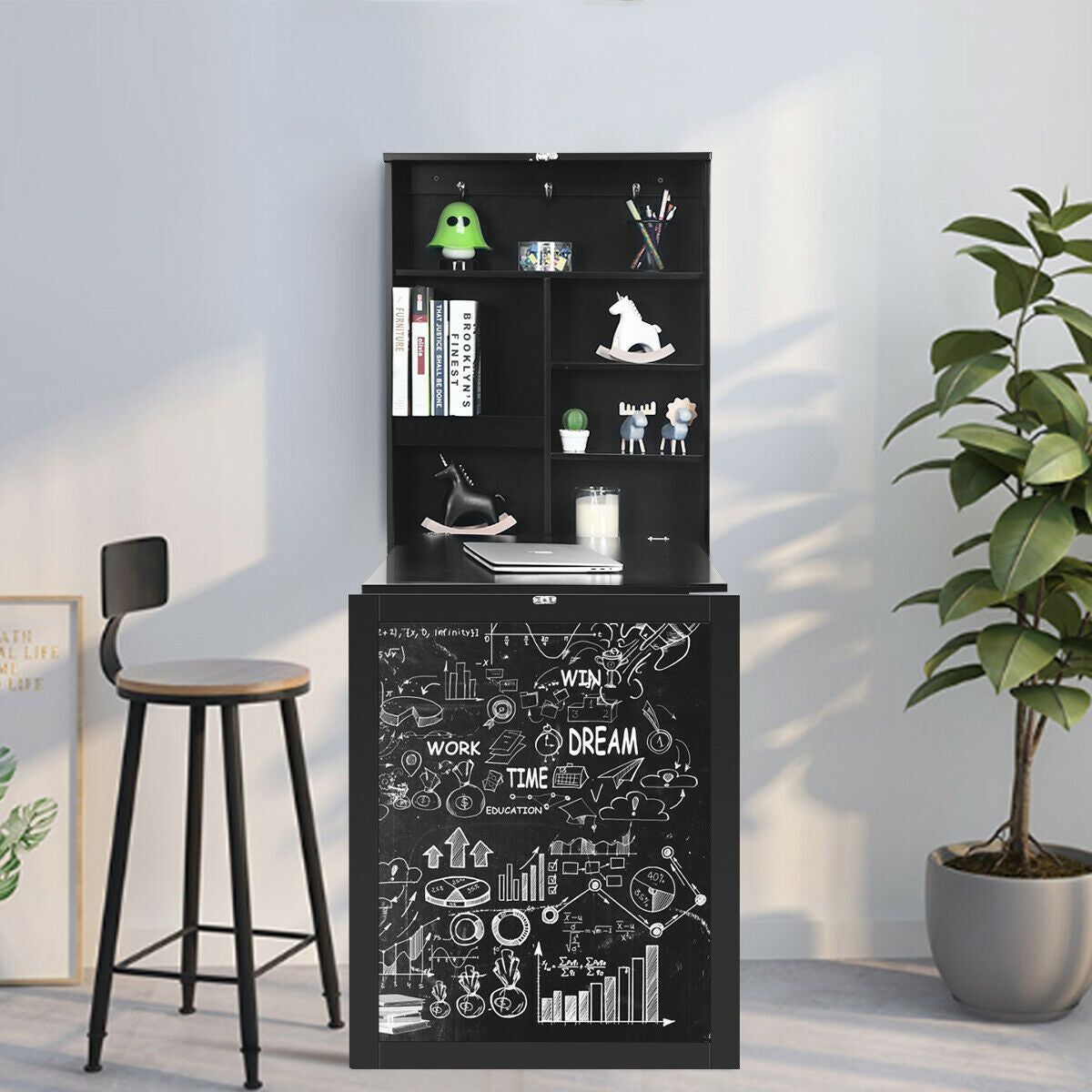 Mesa plegable de pared con pizarra