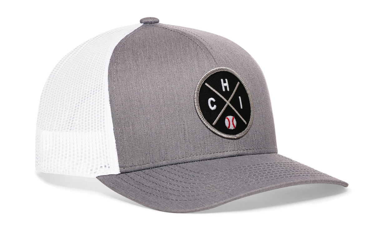 Chicago Trucker Hat  |  Silver CHI X Baseball Snapback