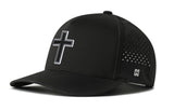 Cross Performance 5-Panel Hat  |  Black PVC Christian Flexfit® Snapback