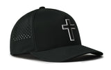 Cross Performance 5-Panel Hat  |  Black PVC Christian Flexfit® Snapback
