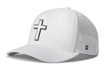 Cross Performance 5-Panel Hat  |  White PVC Christian Flexfit® Snapback