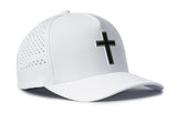 Cross Performance 5-Panel Hat  |  Black PVC Christian Flexfit® Snapback