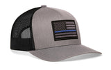 Thin Blue Line Trucker Hat  |  Gray-Black Police Tactical Snapback