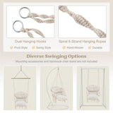 Sillón colgante con cojín grueso y macramé, soporta hasta 150 kg - Beige