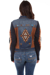 Honey Creek Aztec Bordado - Chaqueta vaquera de manga de mujer