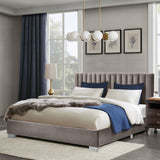 Full Tufted Upholstered Platform Bed Frame with Flannel Headboard