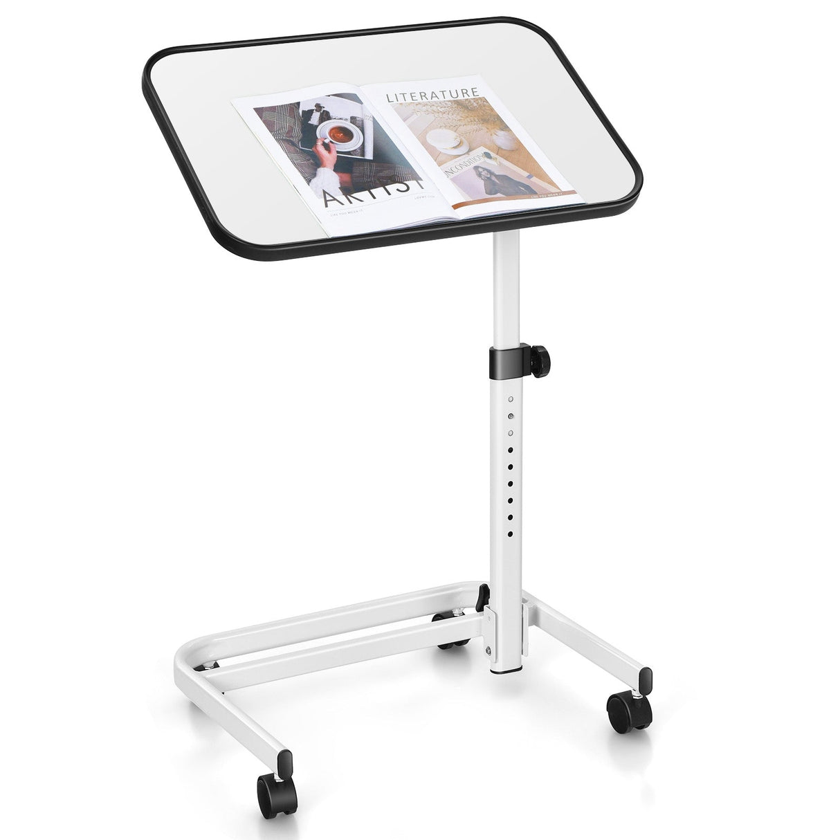 Mesa auxiliar de cama con ruedas de altura ajustable en 9 niveles