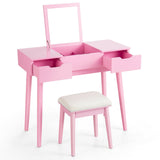 Mesa de tocador con espejo elevable y 2 cajones