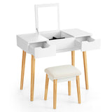 Mesa de tocador con espejo elevable y 2 cajones