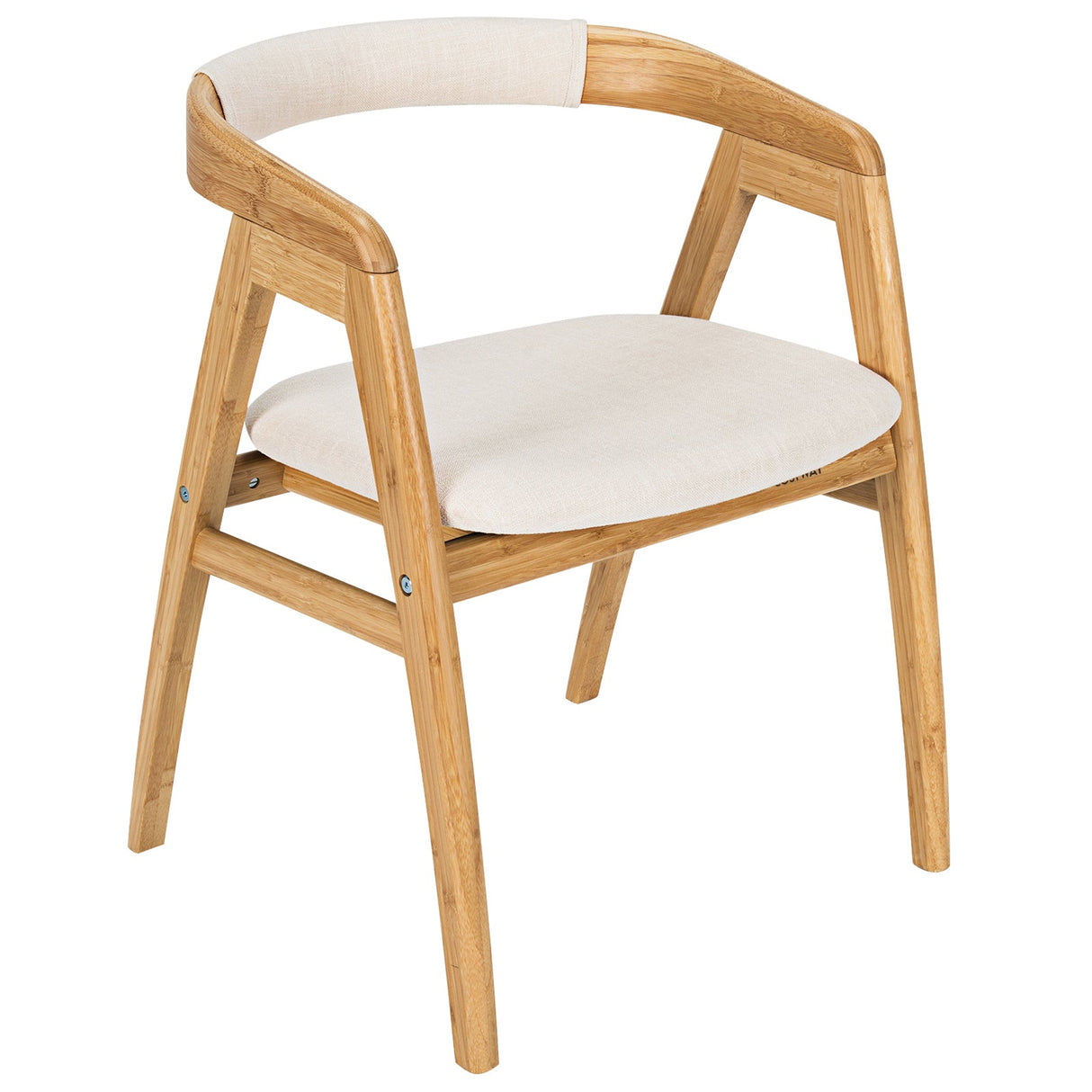 Silla de comedor de bambú para ocio con respaldo curvo y almohadillas antideslizantes para los pies - Natural