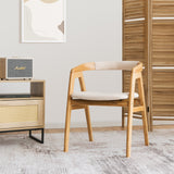 Silla de comedor de bambú para ocio con respaldo curvo y almohadillas antideslizantes para los pies - Natural