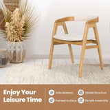 Silla de comedor de bambú para ocio con respaldo curvo y almohadillas antideslizantes para los pies - Natural