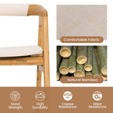 Silla de comedor de bambú para ocio con respaldo curvo y almohadillas antideslizantes para los pies - Natural