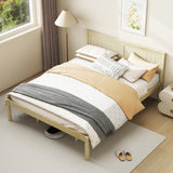 Marco de cama de madera tamaño Twin/Full/Queen con cabecera y soporte de listones