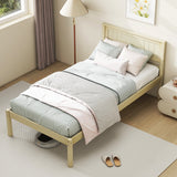 Marco de cama de madera tamaño Twin/Full/Queen con cabecera y soporte de listones