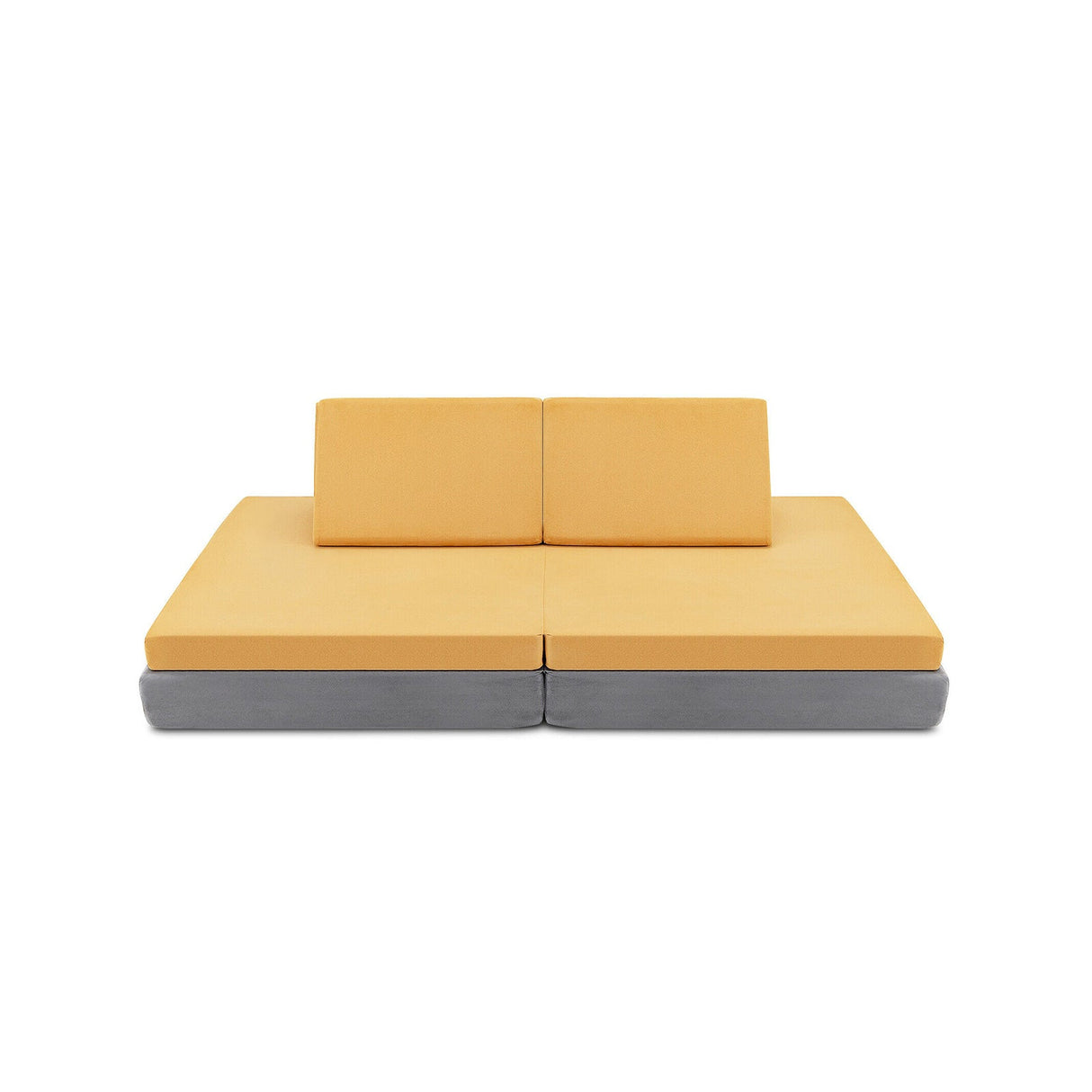 Juego de sofá convertible para niños de 4 piezas con 2 alfombrillas plegables - Amarillo