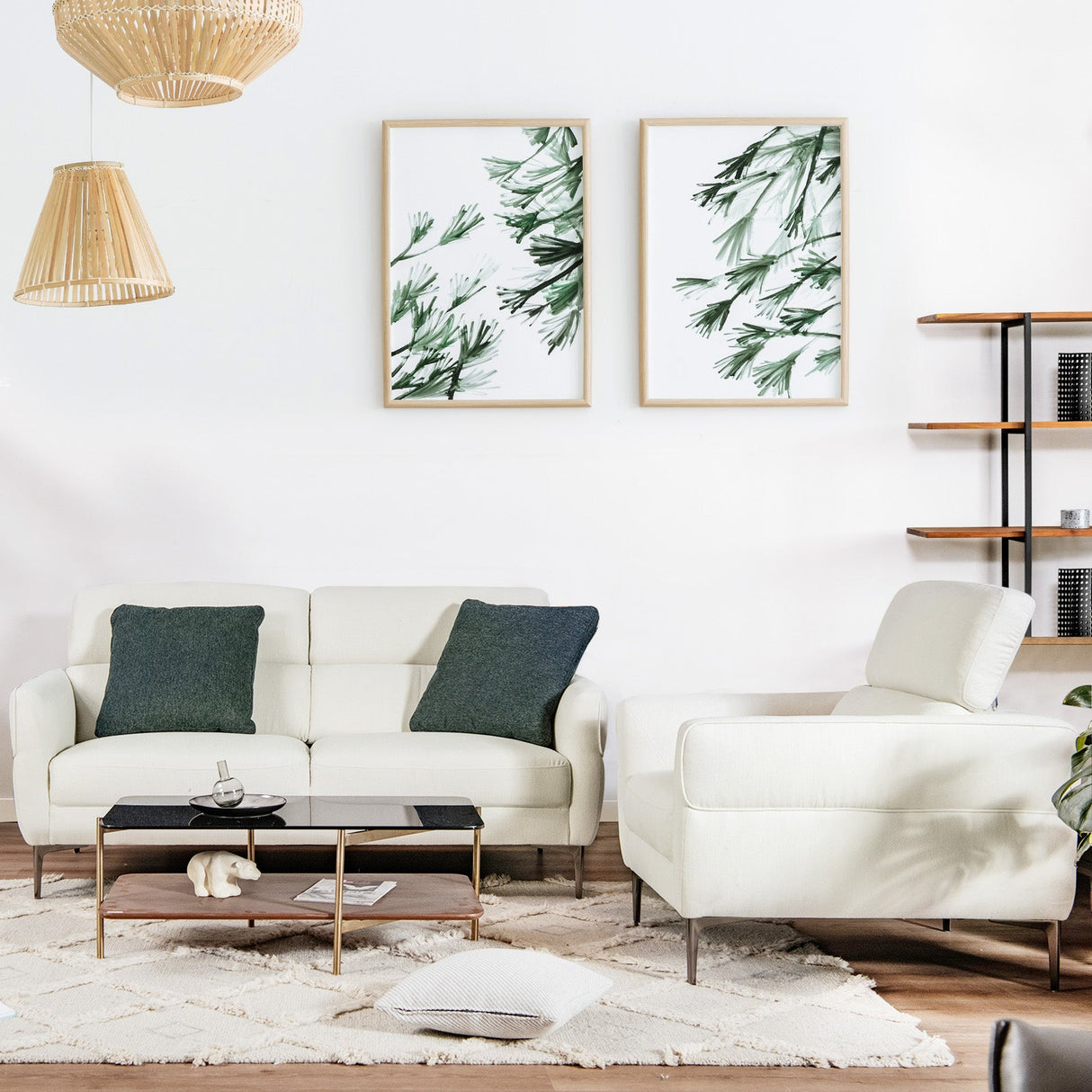 Modern Upholstered Single Sofa with Adjustable Headrest