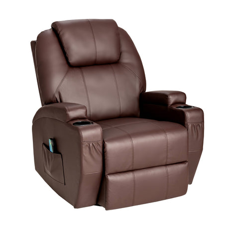 Sillón reclinable de masaje giratorio 360 grados con control remoto para el hogar-Marrón