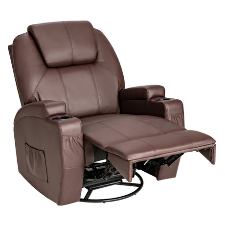 Sillón reclinable de masaje giratorio 360 grados con control remoto para el hogar-Marrón