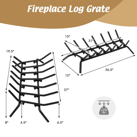 Rejilla de chimenea de 31/25/18 pulgadas para pozo de fuego exterior