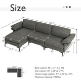Sofá seccional modular extra grande en forma de L con chaise reversible para 4-5 personas