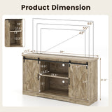 Farmhouse Entertainment Center with Adjustable Shelves and Storage Cabinet-Gray