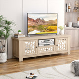 Mueble de TV/Centro de Entretenimiento Retro de 55 Pulgadas con Puertas de Espejo y Cajón