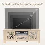 Mueble de TV/Centro de Entretenimiento Retro de 55 Pulgadas con Puertas de Espejo y Cajón