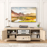 Mueble de TV/Centro de Entretenimiento Retro de 55 Pulgadas con Puertas de Espejo y Cajón