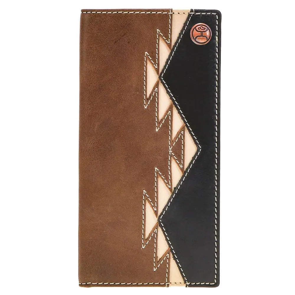 Billetera de rodeo HOOey con incrustaciones aztecas y remache con logotipo (marrón/negro) - Para hombre