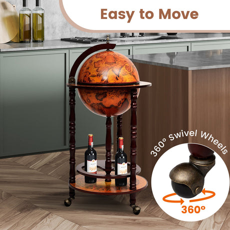 Barra de vino con globo terráqueo de madera del siglo XVI
