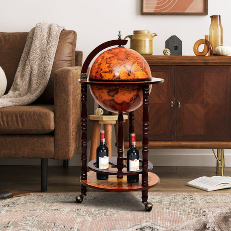 Barra de vino con globo terráqueo de madera del siglo XVI