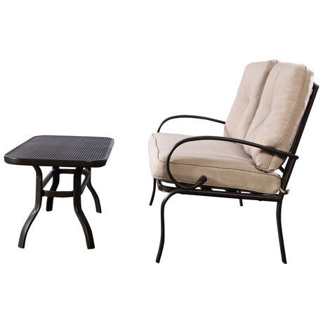 2 unidades de sofá de exterior para patio con cojín y mesa de centro